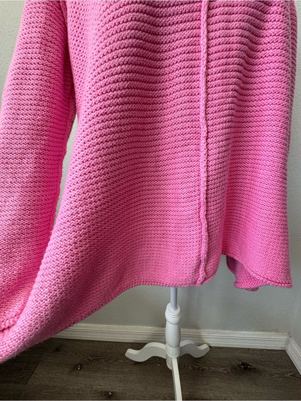 Pure Handknit Chunky Sweater Pink Pullover Loose 100% Cotton SZ M / L - Picture 10 of 15